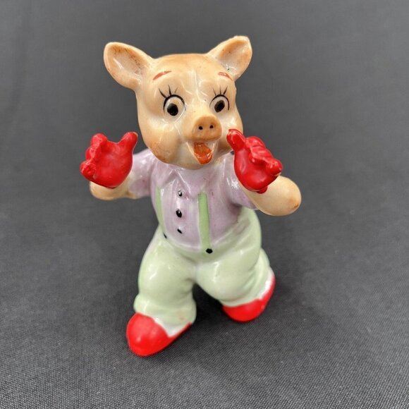 Mid Century Modern Porcelain Pigs Tumbling Made in Japan Vintage Set of 6 - Picture 8 of 15